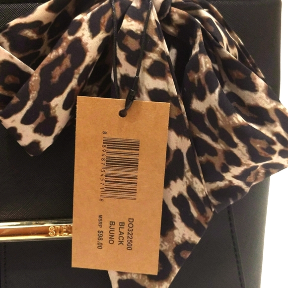 Steve Madden Bjuno Black Bag With Cheetah Scarf NWT - Picture 7 of 9